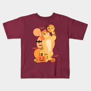 HALLOWEEN PUMPKIN ORANGE CAT Kids T-Shirt